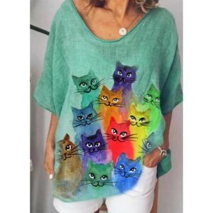colorful-cats-oversized-blouse